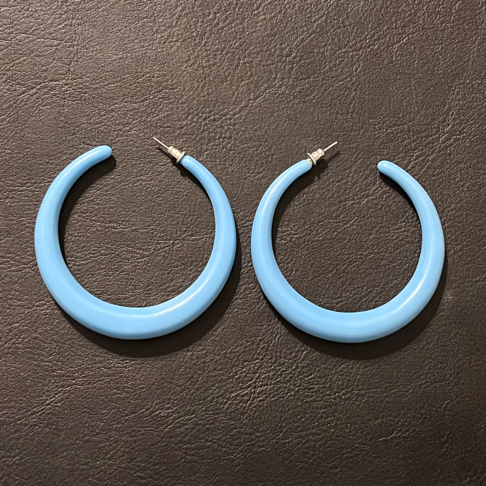 Blue hoop earrings